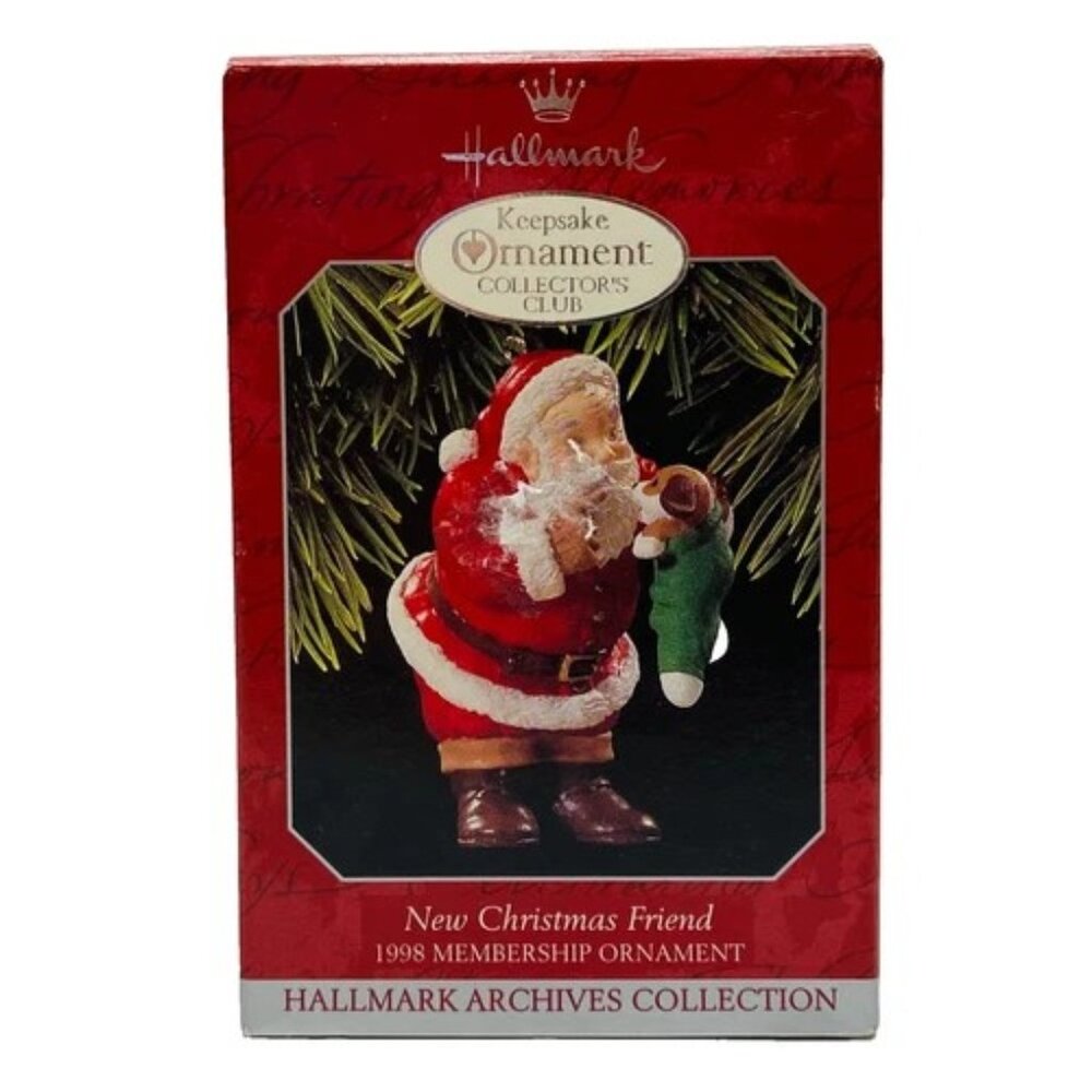Vintage New Christmas Friend Ornament Hallmark Membership Collection‎ 1998 NIB